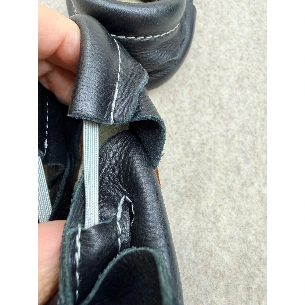 Infant Black Leather Bow Moccasins Soft Sole Baby Shoes Size 3/4 4.75 Inch sole